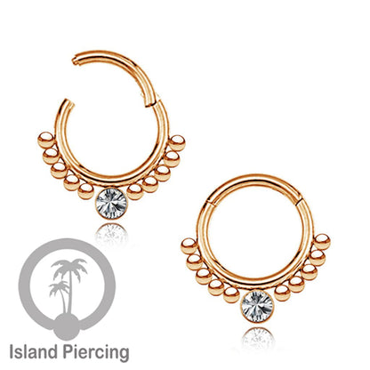 Stainless Steel Anting Clicker Septum Nose Piercing Warna Rose Gold PVD
