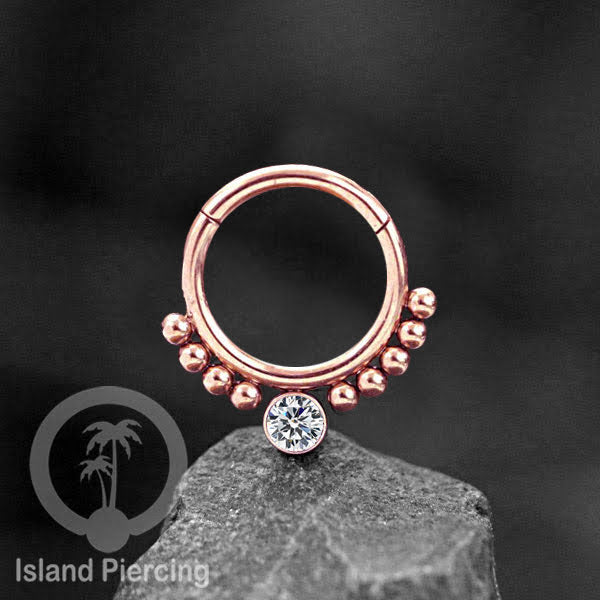 Stainless Steel Anting Clicker Septum Nose Piercing Warna Rose Gold PVD