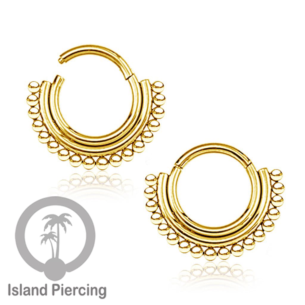 Stainless Steel Anting Clicker Septum Nose Piercing Warna Rose Gold PVD