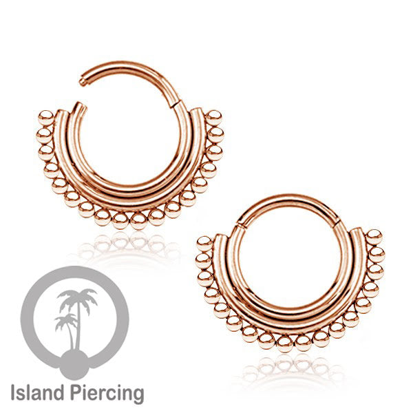 Stainless Steel Anting Clicker Septum Nose Piercing Warna Rose Gold PVD
