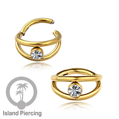 Hinged Segment Ring Helix Piercing Tindik Stainless Tragus Anting stainless zircon