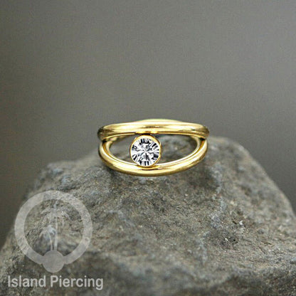 Hinged Segment Ring Helix Piercing Tindik Stainless Tragus Anting stainless zircon