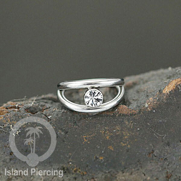Hinged Segment Ring Helix Piercing Tindik Stainless Tragus Anting stainless zircon