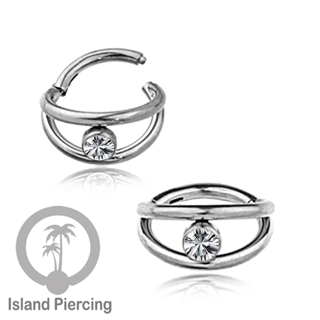 Hinged Segment Ring Helix Piercing Tindik Stainless Tragus Anting stainless zircon