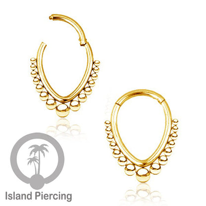 Hinged Clicker Stainless Piercing Tragus Anting Labret warna silver/emas PVD