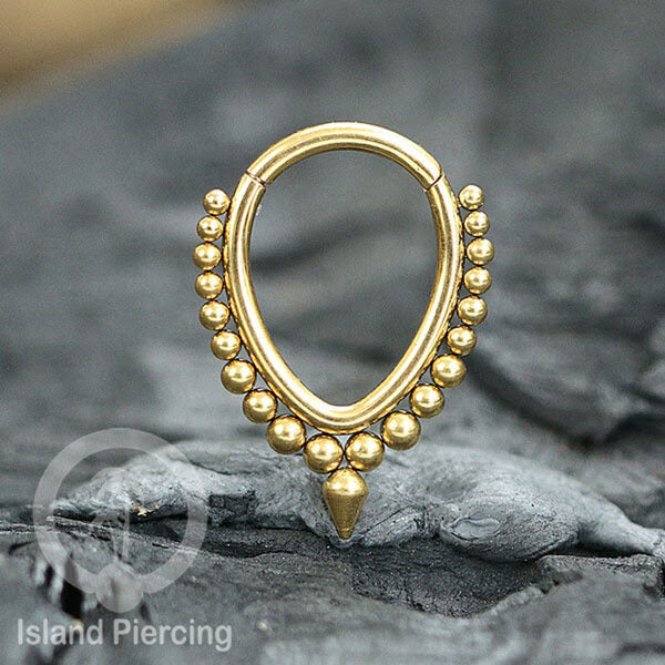 Hinged Clicker Stainless Piercing Tragus Anting Labret warna silver/emas PVD