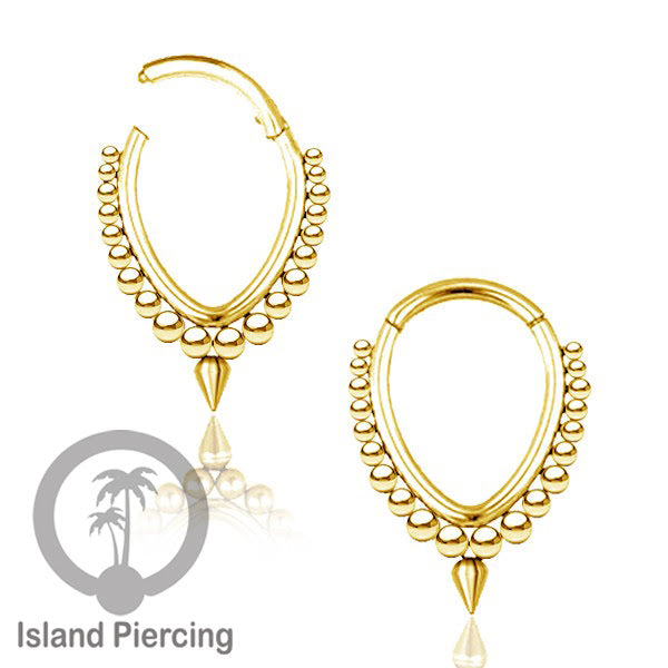 Hinged Clicker Stainless Piercing Tragus Anting Labret warna silver/emas PVD