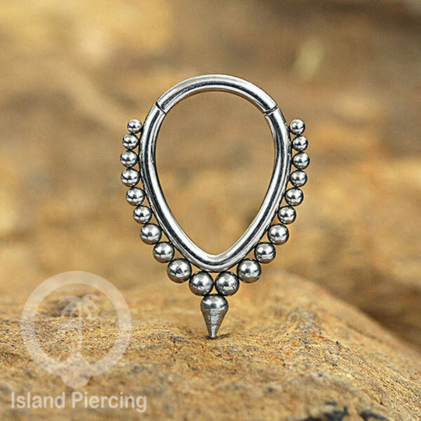 Hinged Clicker Stainless Piercing Tragus Anting Labret warna silver/emas PVD