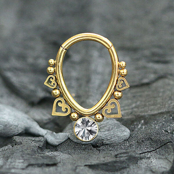Piercing Septum dan anting stainless piercing dengan kristal dan batu