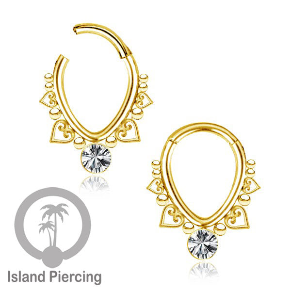 Piercing Septum dan anting stainless piercing dengan kristal dan batu