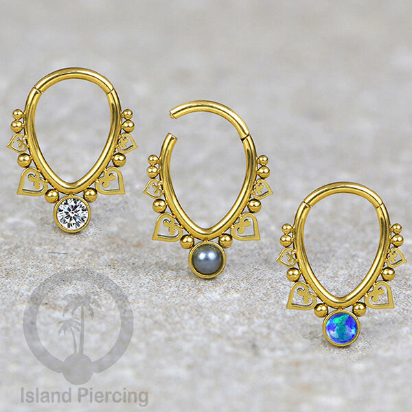 Piercing Septum dan anting stainless piercing dengan kristal dan batu
