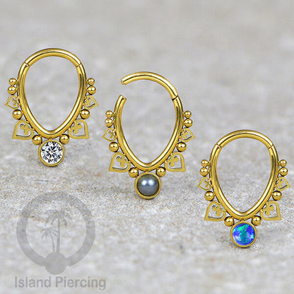 Piercing Septum dan anting stainless piercing dengan kristal dan batu