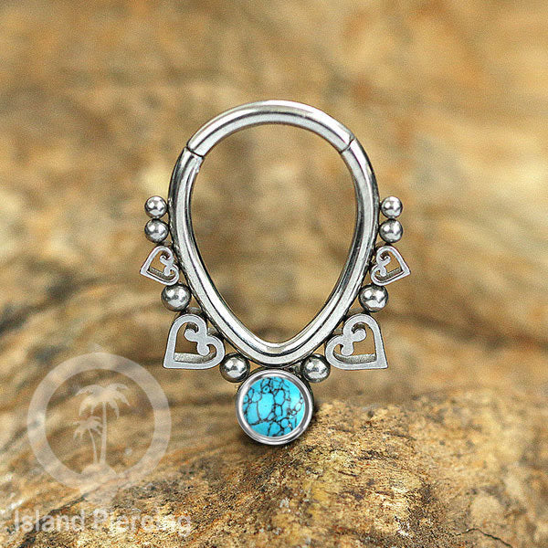 Anting Piercing Hinged Segment Ring 316L stainless dengan kristal dan batu