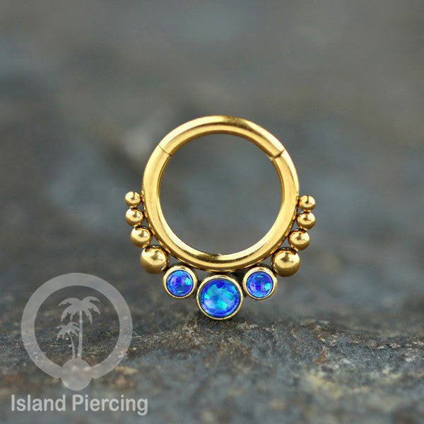 Piercing anting stainless 316L PVD Gold 3 batu Tragus Anting Labret