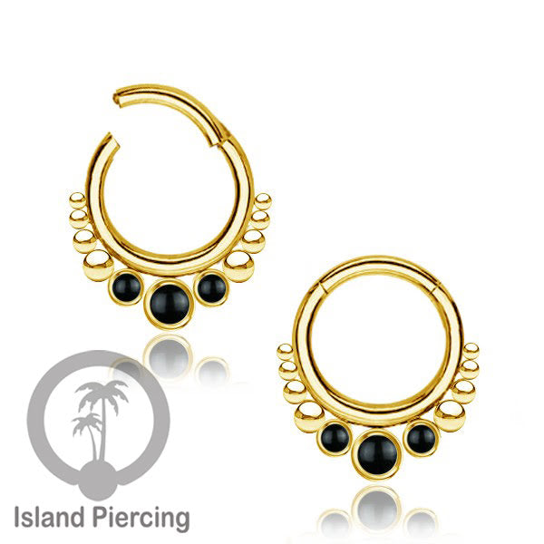 Piercing anting stainless 316L PVD Gold 3 batu Tragus Anting Labret