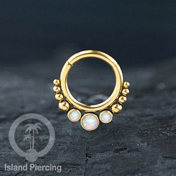 Piercing anting stainless 316L PVD Gold 3 batu Tragus Anting Labret