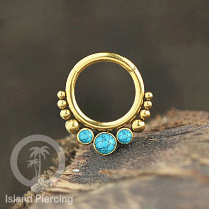 Piercing anting stainless 316L PVD Gold 3 batu Tragus Anting Labret
