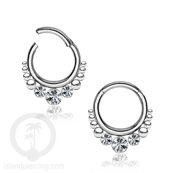 Piercing stainless 316L Tragus Anting Septum dengan 3 batu