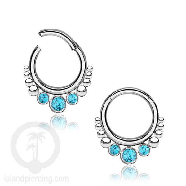 Piercing stainless 316L Tragus Anting Septum dengan 3 batu