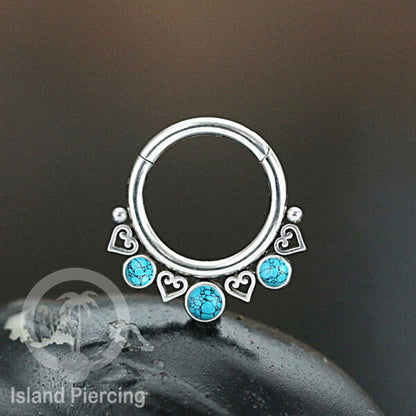 Piercing stainless 316L Tragus Anting Septum dengan 3 batu