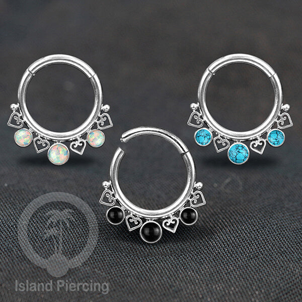 Piercing stainless 316L Tragus Anting Septum dengan 3 batu
