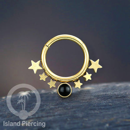 Anting Piercing Tragus Anting Labret Septum Bintang warna Gold