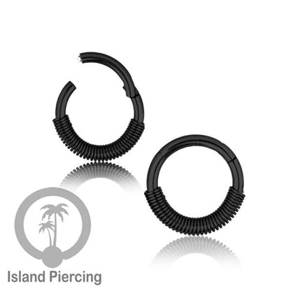 Stainless Steel Anting Clicker Septum Nose Piercing Black PVD Hitam
