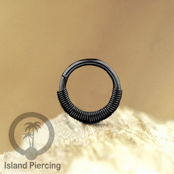 Stainless Steel Anting Clicker Septum Nose Piercing Black PVD Hitam