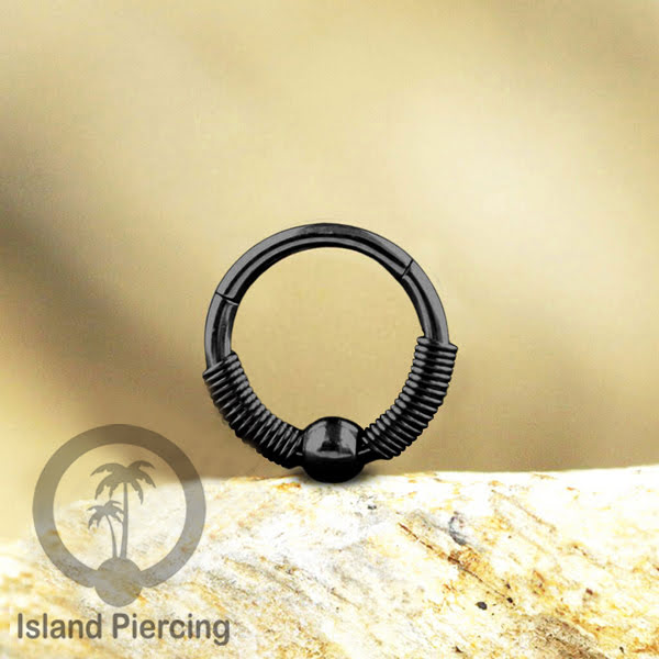 Stainless Steel Anting Clicker Septum Nose Piercing Black PVD Hitam
