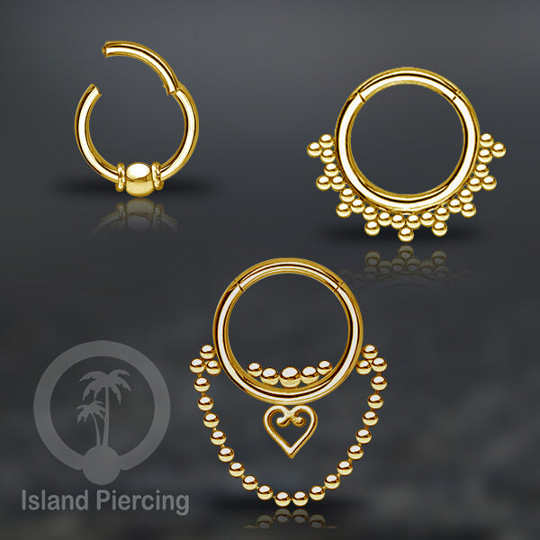 Stainless Steel Anting Clicker Septum Piercing Anting Tindik Tragus, Daith, Helix warna gold