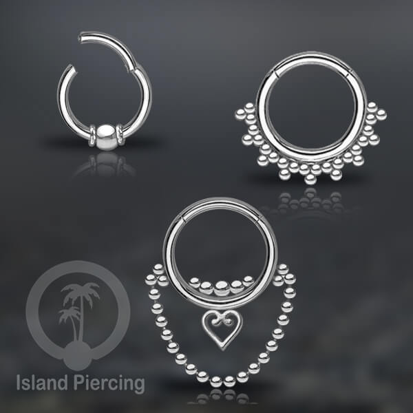 Stainless Steel Anting Clicker Septum Piercing Anting Tindik Tragus, Daith, Helix warna silver