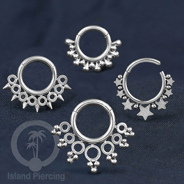 Anting Piercing Stainless Hinged Segment Ring Septum Jewelry warna silver