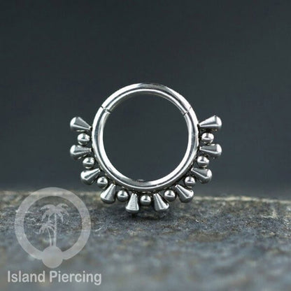 Anting Piercing Stainless Hinged Segment Ring Septum Jewelry warna silver