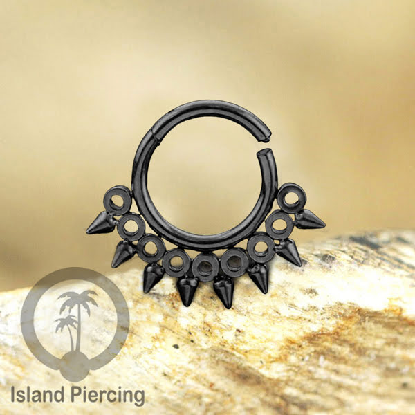 Stainless Steel Anting Clicker Septum Nose Piercing Black PVD Hitam