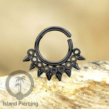Stainless Steel Anting Clicker Septum Nose Piercing Black PVD Hitam