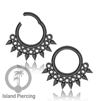 Stainless Steel Anting Clicker Septum Nose Piercing Black PVD Hitam