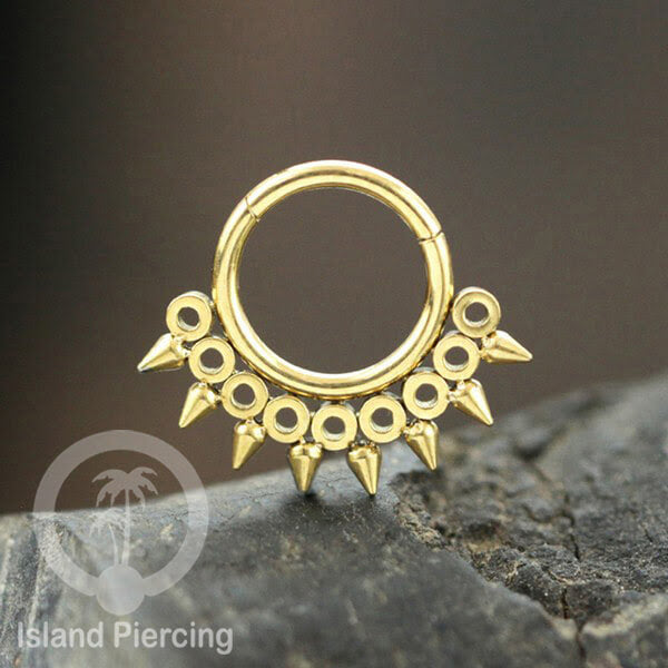 Anting Piercing Stainless Hinged Segment Ring Septum Jewelry warna emas