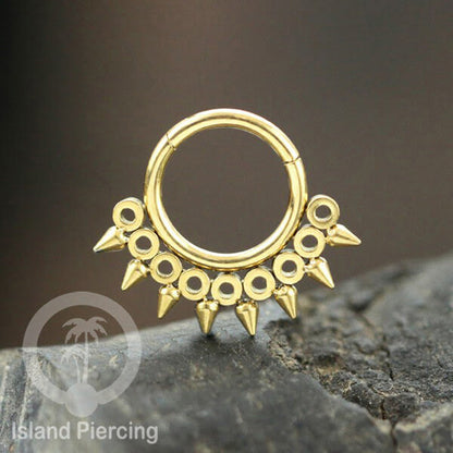Anting Piercing Stainless Hinged Segment Ring Septum Jewelry warna emas