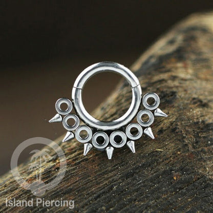 Anting Piercing Stainless Hinged Segment Ring Septum Jewelry warna silver