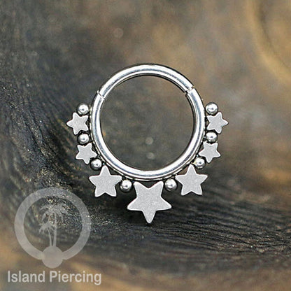 Anting Piercing Stainless Hinged Segment Ring Septum Jewelry warna silver