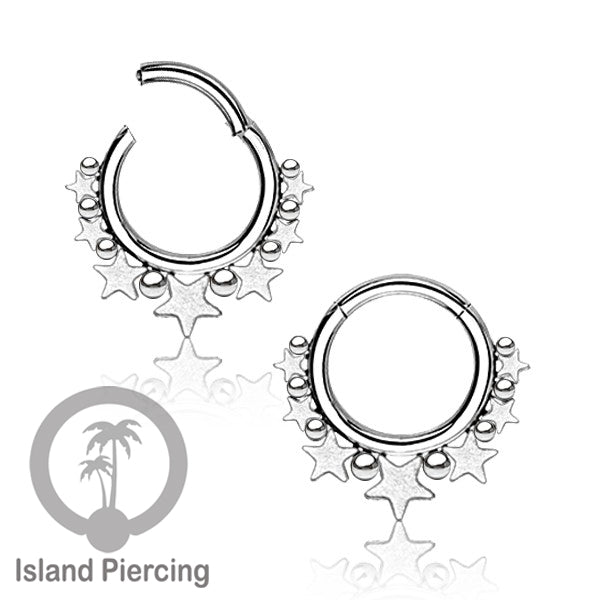 Anting Piercing Stainless Hinged Segment Ring Septum Jewelry warna silver