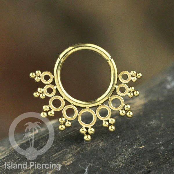Anting Piercing Stainless Hinged Segment Ring Septum Jewelry warna emas