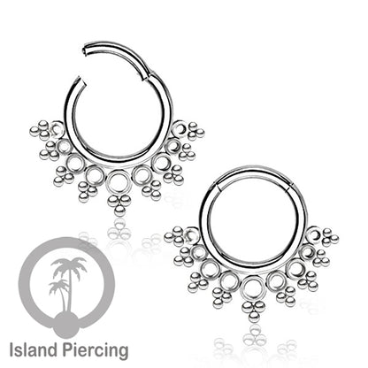 Anting Piercing Stainless Hinged Segment Ring Septum Jewelry warna silver
