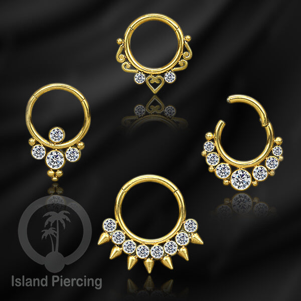 Stainless Steel Anting Clicker Septum Nose Piercing Kristal Septum Hidung warna gold