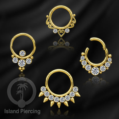 Stainless Steel Anting Clicker Septum Nose Piercing Kristal Septum Hidung warna gold