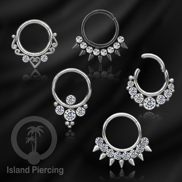 Stainless Steel Anting Clicker Septum Nose Piercing Kristal Septum Hidung warna silver