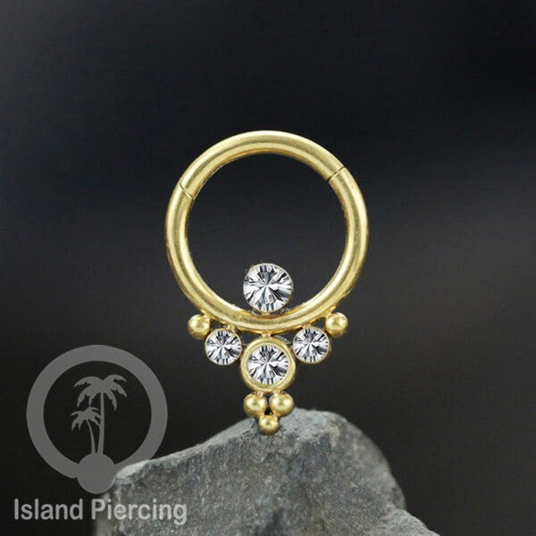 Stainless Steel Anting Clicker Septum Nose Piercing Kristal Septum Hidung warna gold