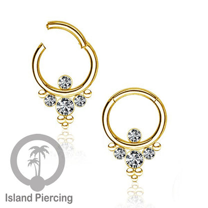 Stainless Steel Anting Clicker Septum Nose Piercing Kristal Septum Hidung warna gold