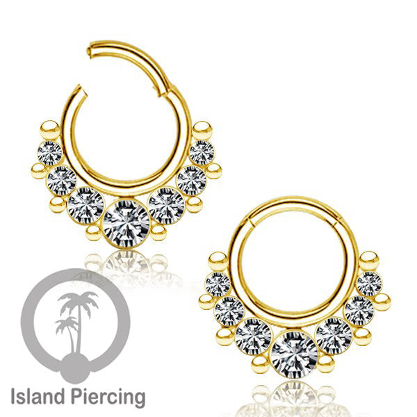 Stainless Steel Anting Clicker Septum Nose Piercing Kristal Septum Hidung warna gold