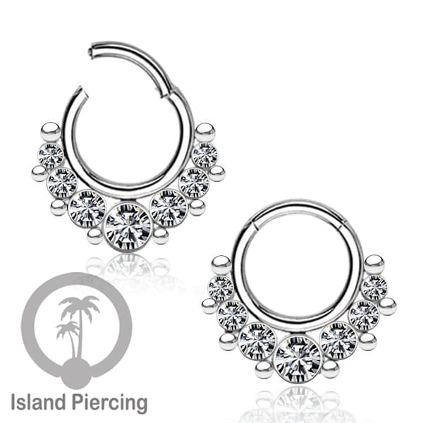 Stainless Steel Anting Clicker Septum Nose Piercing Kristal Septum Hidung warna silver